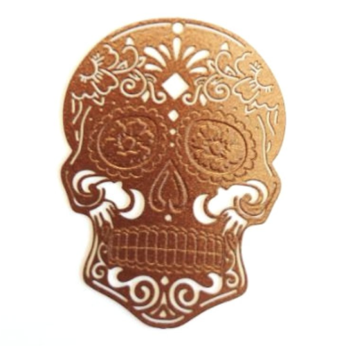 Estampe filigrane tête de mort marron cuivré 46x34 mm – pendentif tête de mort bijoux diy gema-6