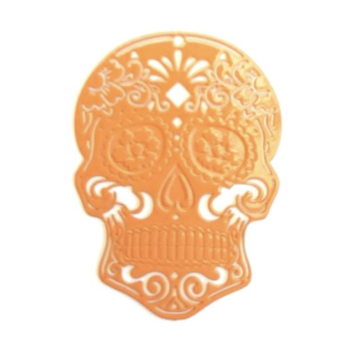 Estampe filigrane tête de mort orange 46x34 mm – pendentif tête de mort bijoux diy geor-1