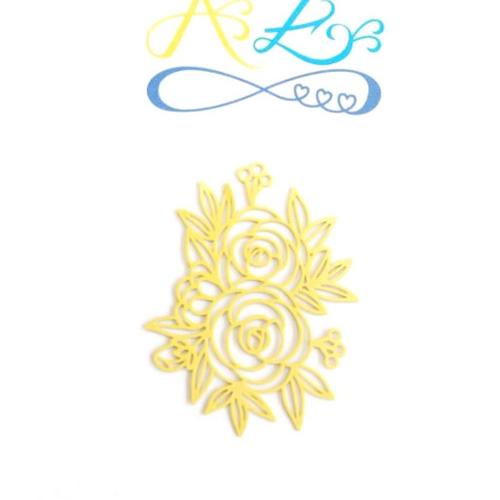 *estampe fleurs jaunes 39x31mm geja-10*