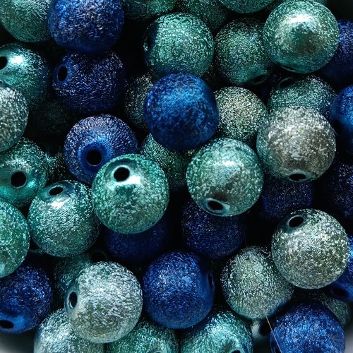 *perles scintillantes bleu/turquoise 10mm x20 ptu1-3*