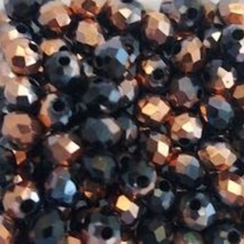 *perles à facettes bicolores noir/doré 4x3mm x50 pno1-2*