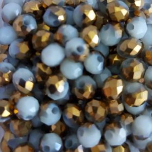 *perles à facettes bicolores gris/doré 4x3mm x50 pgr1-14.*