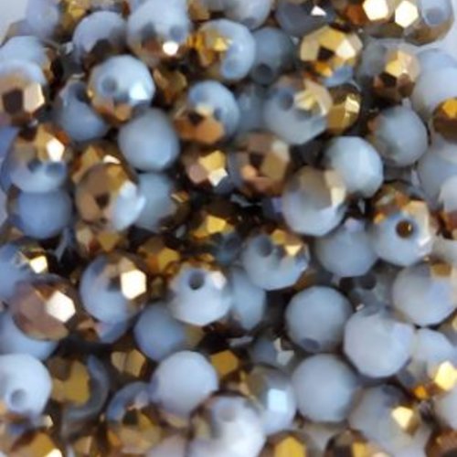 *perles à facettes bicolores blanc/doré 4x3mm x50 pblc1-22.*