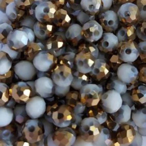 *perles à facettes bicolores blanc/doré 4x3mm x50 pblc2-5.*