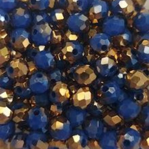 *perles à facettes bicolores bleu/doré 4x3mm x50 pble2-1.*