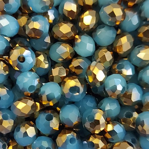 *perles à facettes bicolores bleu/doré 4x3mm x50 pble2-2.*