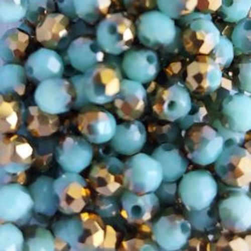 *perles à facettes bicolores turquoise/doré 4x3mm x50 ptu1-11*