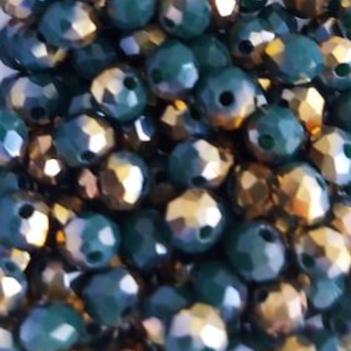 *perles à facettes bicolores vert/doré 4x3mm x50 pve1-15.*