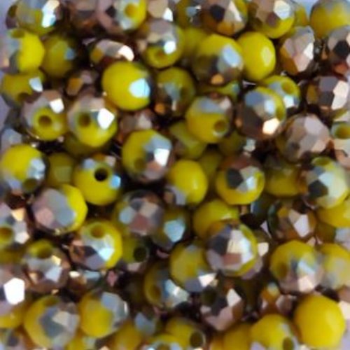 *perles à facettes bicolores jaune/doré 4x3mm x50 pja1-10*