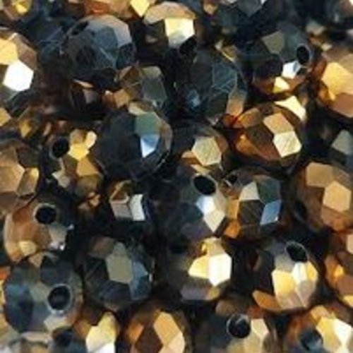 *perles à facettes bicolores noir/doré 6x5mm x40 pno1-19.*
