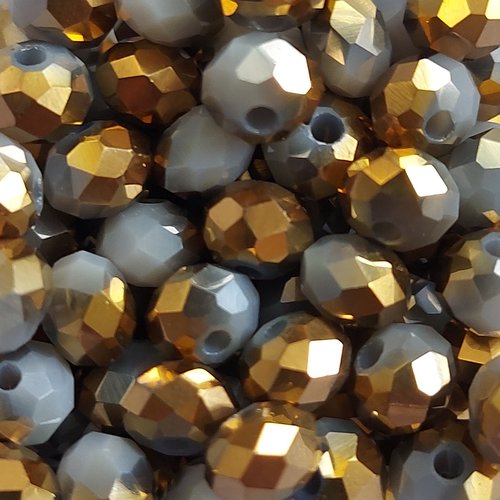 *perles à facettes bicolores gris/doré 6x5mm x40 pgr2-2.*