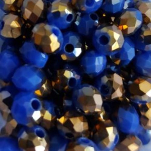 *perles à facettes bicolores bleu/doré 6x5mm x40 pble1-15.*