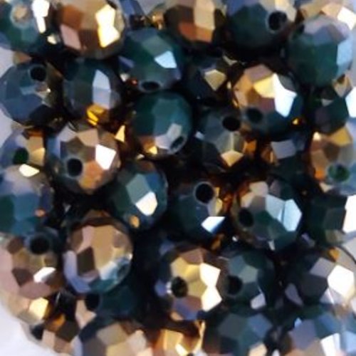 *perles à facettes bicolores vert/doré 6x5mm x40 pve1-20.*