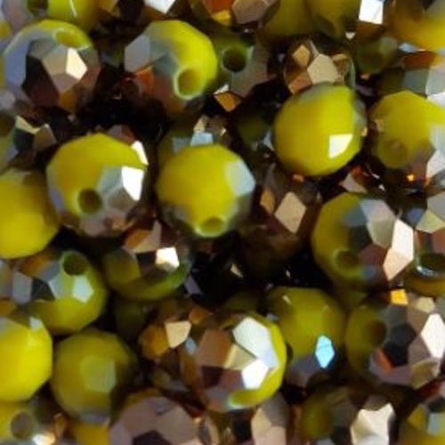 *perles à facettes bicolores jaune/doré 6x5mm x40 pja1-9*