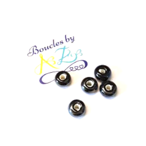 *perles noires en céramique 9x4mm x5 pno1-5.*