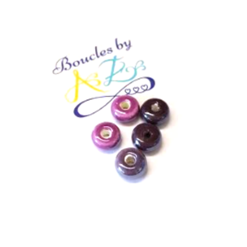 *perles en céramique, mix violet 9x4mm x5 pvi1-16*