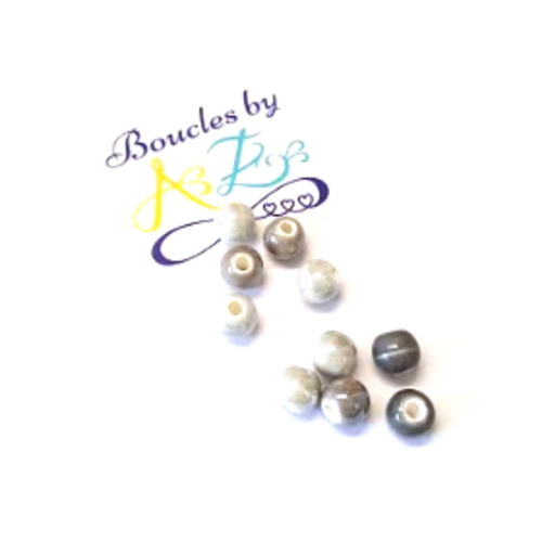*perles rondes grises en céramique 6mm x10 pgr1-6.*