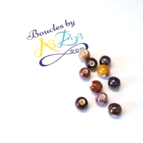 *perles rondes marron en céramique 6mm x10 pma1-9.*