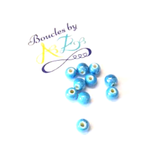 *perles rondes en céramique turquoise 6mm x10 ptu1-13.*