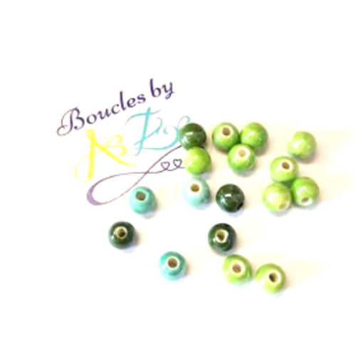 *perles rondes en céramique verte 6mm x10 pve1-16*