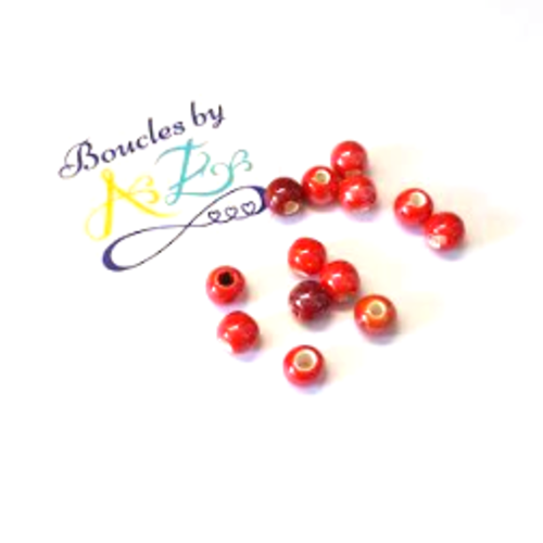 *perles céramique rondes rouges 6mm x10 prou1-7*