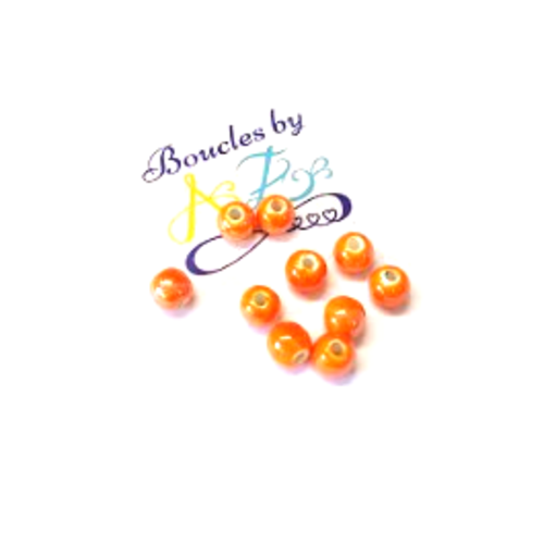 *perles rondes en céramique orange 6mm x10 por1-10*