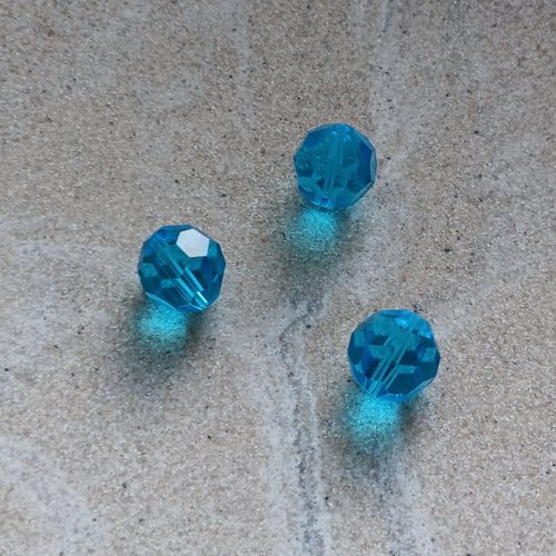 Perle ronde facettée turquoise 10mm ptu1-19