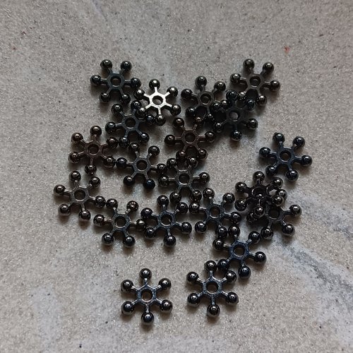 Perles intercalaires, flocon en métal, 10x9mm x20 pno1-11
