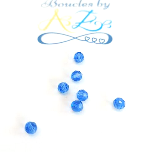 *perle facettée ronde bleue 4mm x10 pble2-11.*