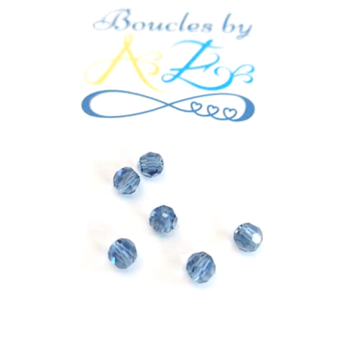 *perle facettée ronde bleue 4mm x10 pble3-11.*