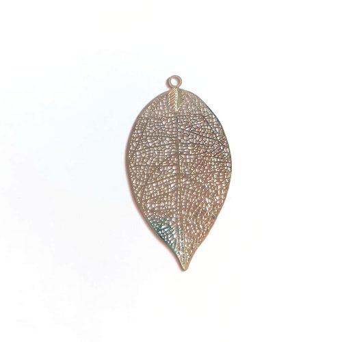 Estampe filigrane feuille argentée en métal 49x26mm x1 ou x10 ea1-18