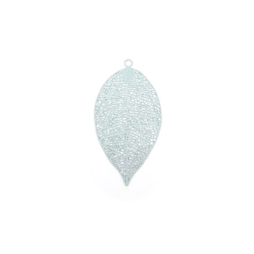 Estampe filigrane feuille grise en métal 49x26mm x1 ou x10 gegr-19