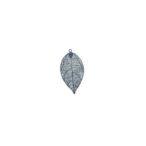 Estampe filigrane feuille bleu marine en métal 49x26mm x1 ou x10 geble-2