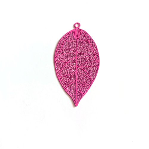 Estampe filigrane feuille rose en métal 49x26mm x1 ou x10 geros-4