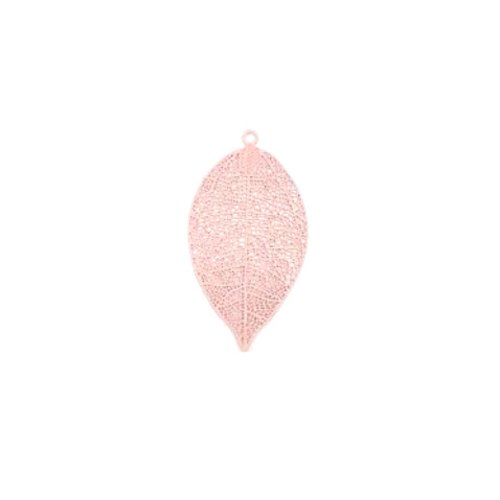 Estampe filigrane feuille rose en métal 49x26mm x1 ou x10 geros-37