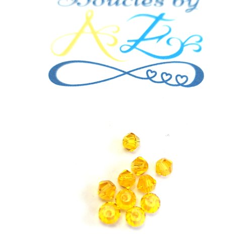 *perle facettée toupie jaune 3x3mm x10 pja6-10*