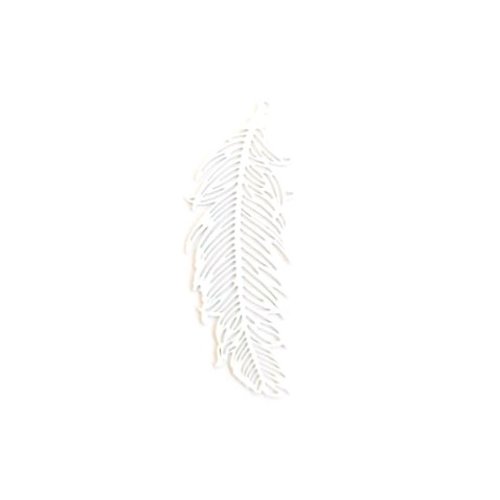 Estampe filigrane plume blanche en métal 40x14mm x1 ou x10 geblc-83