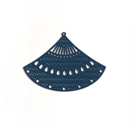 Estampe filigrane éventail bleu marine 40x50mm geble-6