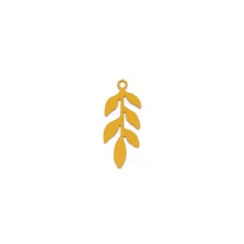 Lot estampe feuille jaune moutarde 22x9mm x10 lotja2-9