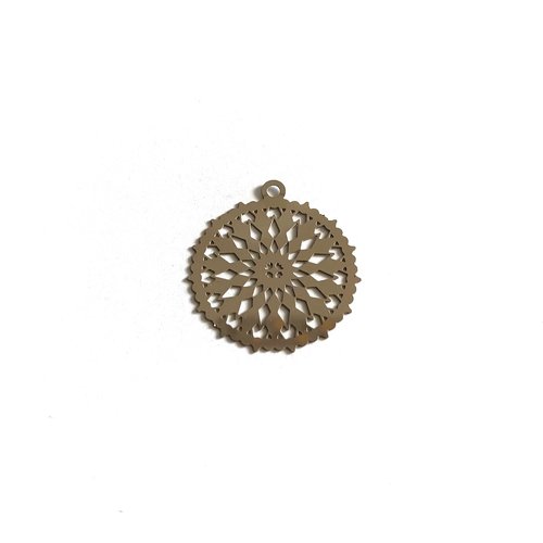 Estampe filigrane ronde argentée en acier inox 24x21mm ar2-1