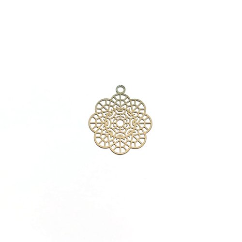 Estampe filigrane rosace argentée 24x21mm acier inox ar4-2