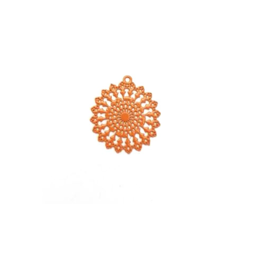 Lot estampe rosace orange 22x20mm x10 lotor2-5