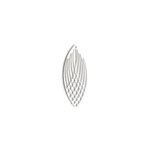 Estampe filigrane ovale blanche en métal 30x12mm x1 ou x10 geblc-87