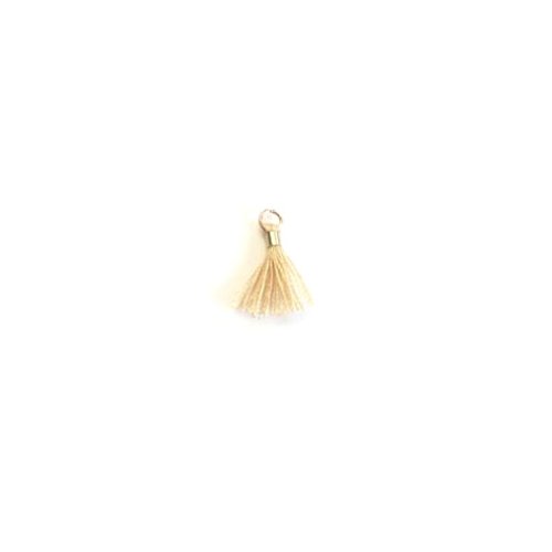 Mini pompon beige, attache dorée en laiton 10mm x1 ou x10 mipom-53