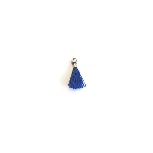 Mini pompon bleu, attache dorée en laiton 10mm x1 ou x10 mipom-71
