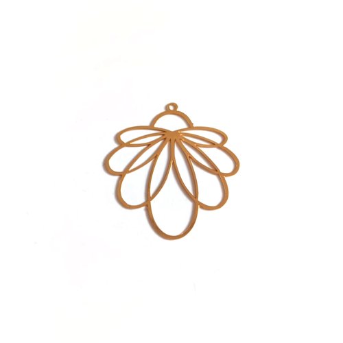 Estampe filigrane feuille dorée 30x30mm gedo-83