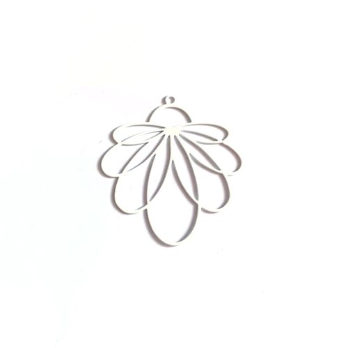 Estampe filigrane feuille blanche 30x30mm geblc-94
