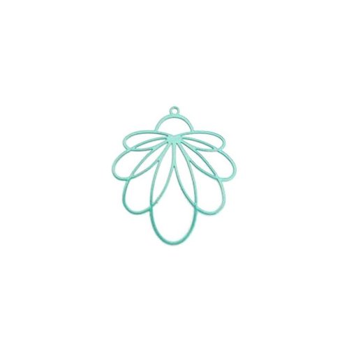 Estampe filigrane feuille turquoise 30x30mm getu-27