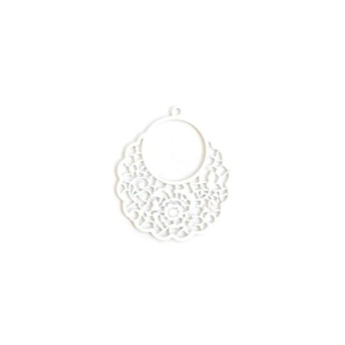 Breloque filigrane fleurie blanche 22x20mm blc4-2