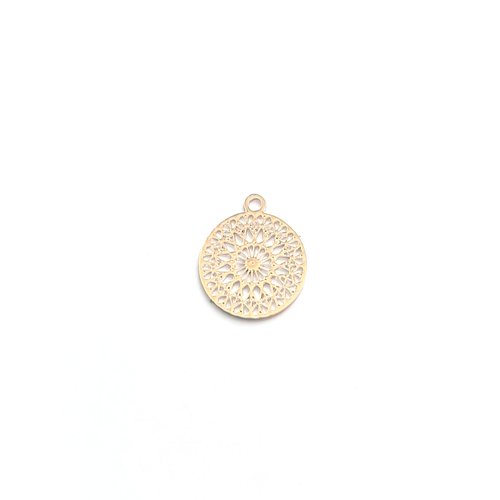 Breloque filigrane ronde argentée 14x12mm ar3-4